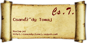 Csanády Tomaj névjegykártya
